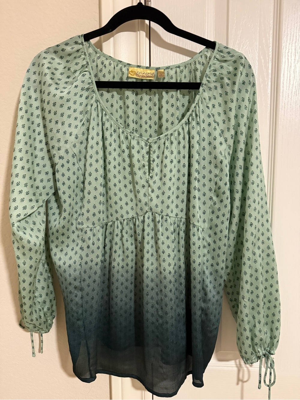 princess vera wang Mint to Teal Ombre Peasant Tunic